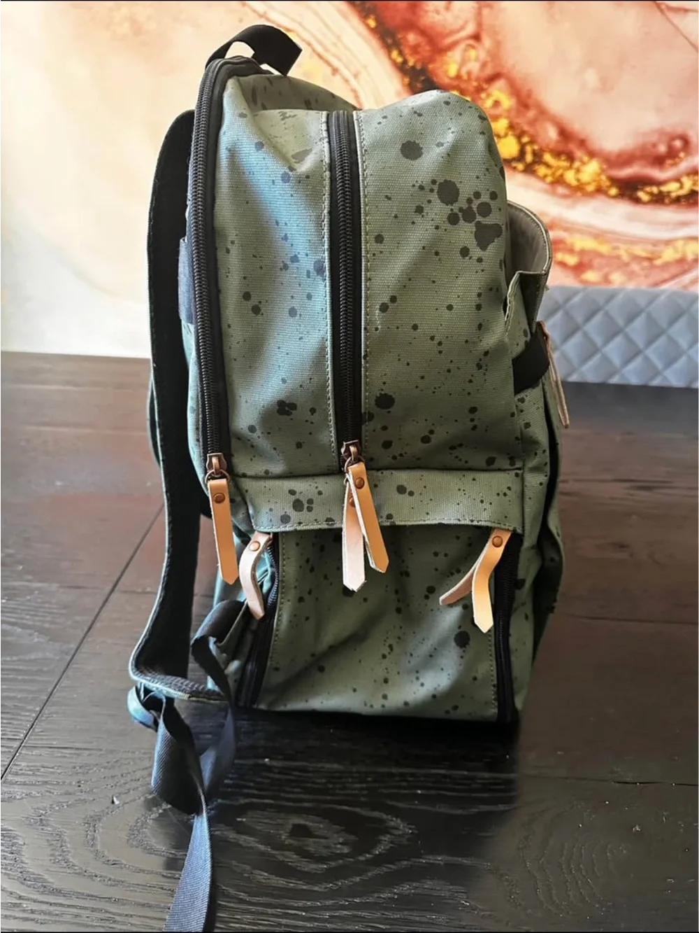 Petunia Pickle Bottom Olive Green Ink Blot 2-in-1 Provisions Diaper Bag
